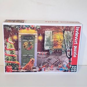 Lavievert Jigsaw Puzzle Christmas Themed 500 pcs Snow Presents Golden Retriever